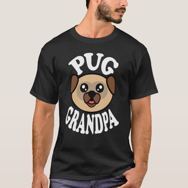 Männer Süßer Mops Opa T-Shirt (Vorderseite)