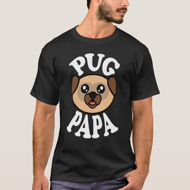 Männer Süßer Mops Papa T-Shirt (Vorderseite)