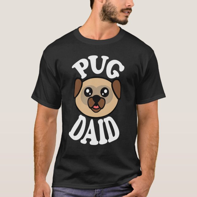 Männer Süßer Mops Vater T-Shirt (Vorderseite)