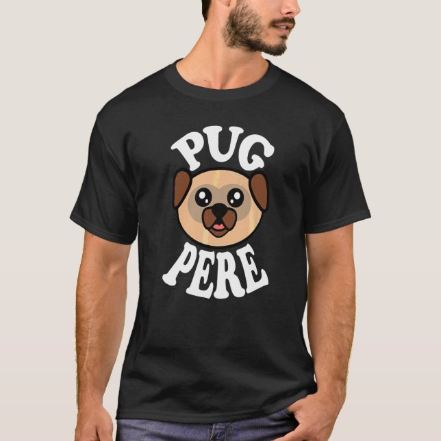 Männer Süßer Mops Vater T-Shirt (Vorderseite)