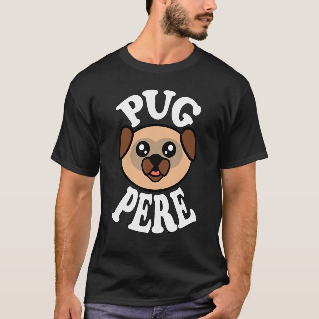 Männer Süßer Mops Vater T-Shirt (Vorderseite)
