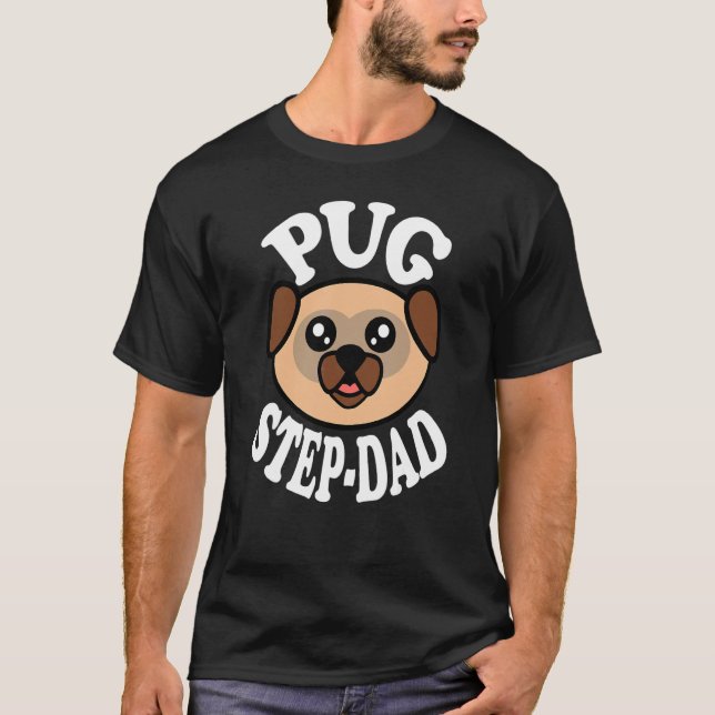 Männer Süßer Pug Stiefvater T-Shirt (Vorderseite)