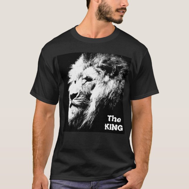 Männer T - Shirt Elegant The King Pop Art Lion Hea (Vorderseite)
