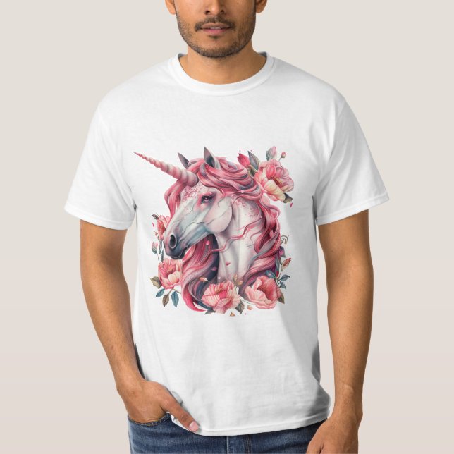 Männer T - Shirt mit Einhorn. (Vorderseite)