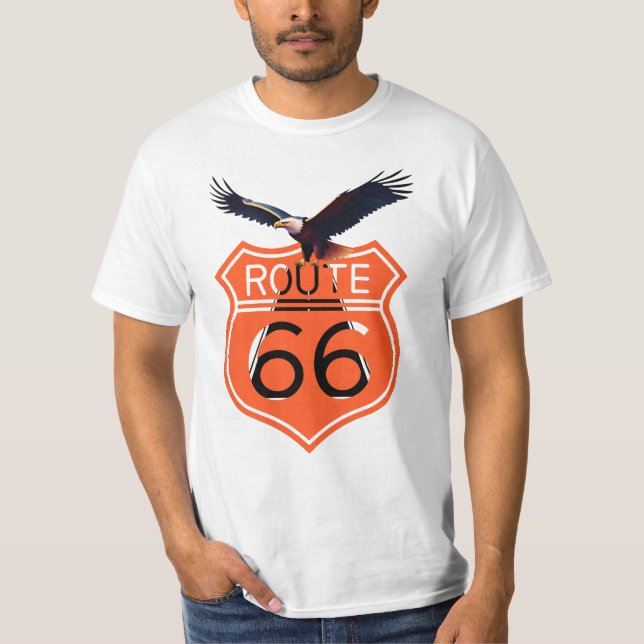 Männer-T-Shirt, Straße-66-Muster und Adler T-Shirt (Vorderseite)