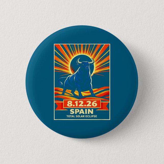 Männer Total Eclipse Spanien Astronomie Retro Button (Vorderseite)
