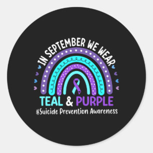 Männer tragen im September Teal Purple Ribbon Selb Runder Aufkleber
