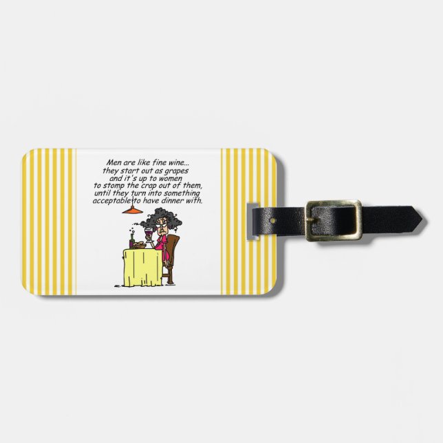 Männer und feiner Wein-Spaß Gepäckanhänger (Vorderseite horizontal)