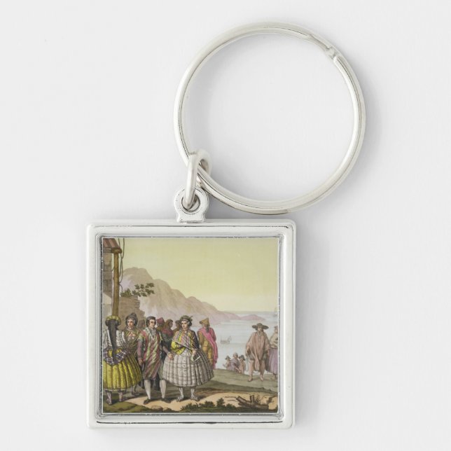 Männer und Frauen im durchdachten Kostüm, Chile, Schlüsselanhänger (Vorne)