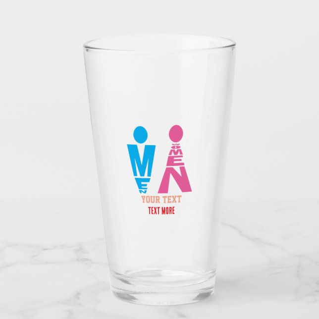 Männer- und Frauentypografie-Icon-Design Glas (Vorderseite)