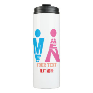 Männer- und Frauentypografie-Icon-Design Thermosbecher