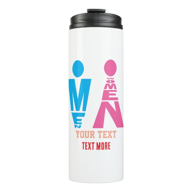 Männer- und Frauentypografie-Icon-Design Thermosbecher (Vorderseite)