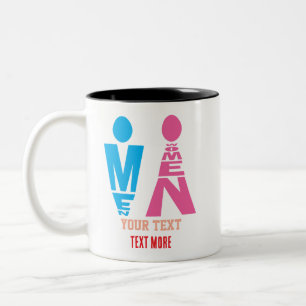 Männer- und Frauentypografie-Icon-Design Zweifarbige Tasse