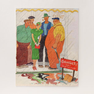 Männer und hübsche Dame der 1930er Jahre Puzzle