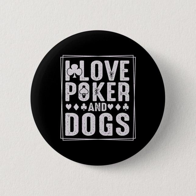 Männer und Hunde Lustige Spielkarte Zocker Perform Button (Vorderseite)