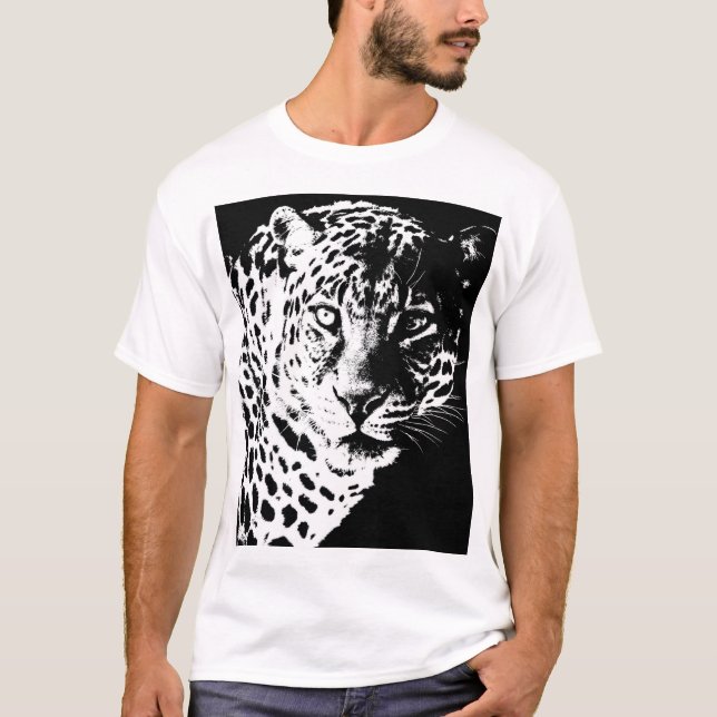 Männer und Shirts Pop Art Template Tiere Leopard (Vorderseite)