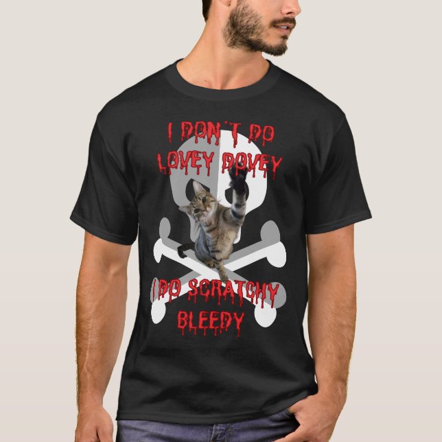 Männer/Unisex "I Don't Do Lovey Dovey" Witzkatze T-Shirt (Vorderseite)