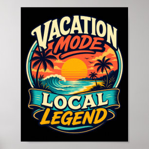 Männer-Urlaubsmodus tropischer Strand Sonnenunterg Poster