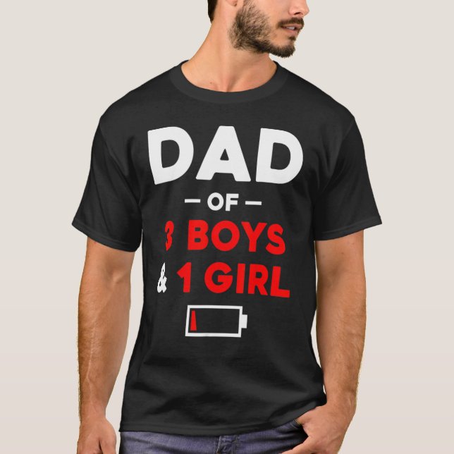 Männer Vater von 3 Jungen 1 Kind mit niedrigem Akk T-Shirt (Vorderseite)