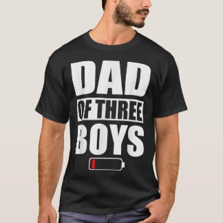 Männer Vater von 3 Jungen drei Söhne Vater Tag T-Shirt