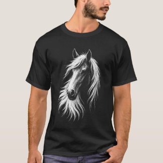 Männer Vintage Western Pferd Silhouette Kunst Pfer T-Shirt