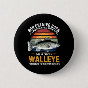 Männer von Jungen trennen Fisch Angler Fischer Wal Button