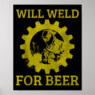 Männer werden für Bier schweißen Lustiges Schweiße Poster