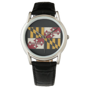 Männerantike Maryland-Flaggenüberwachung/Schwarz Armbanduhr