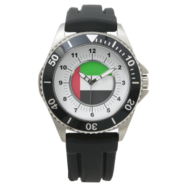 MännerEmirates Flag Black Rubber Strap Watch Armbanduhr (Vorderseite)