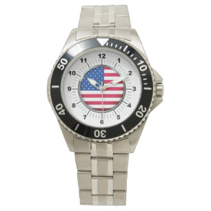 Männerflagge - USA - Armband aus Edelstahl Armbanduhr