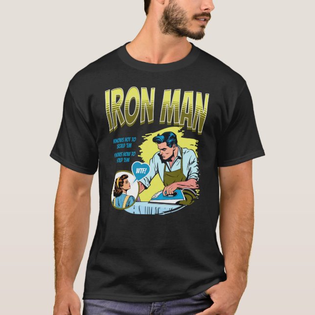 Männerfreundliches Retro-T-Shirt: Iron Man T-Shirt (Vorderseite)