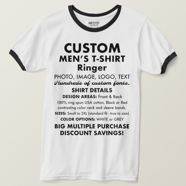 Männergewohnter Personalisierter Ringer-T - Shirt (Design vorne)