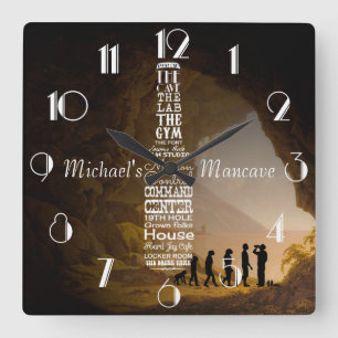 Männerhöhle Personalisiert Quadratische Wanduhr