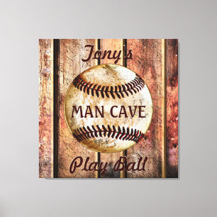 Männerhöhle Personalisierte Baseball-Wandkunst Ihr Leinwanddruck