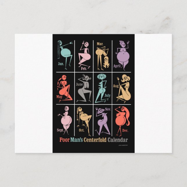 Männerkalender für Arme Postkarte (Vorderseite)
