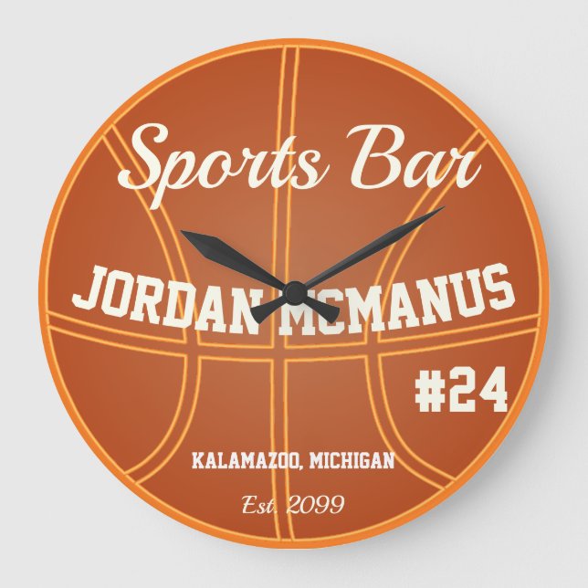 Männermarke Basketball Bar-Uhr Große Wanduhr (Vorderseite)