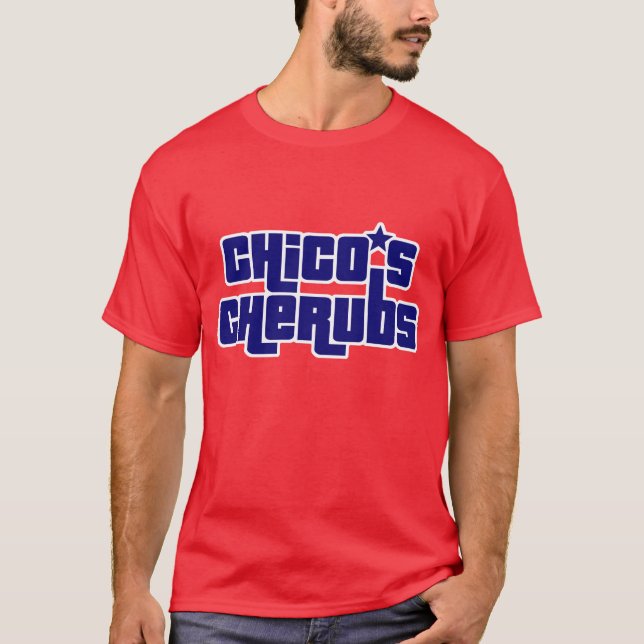 Männerrotes und blaues Chico-T-Shirt T-Shirt (Vorderseite)