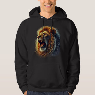 Männerschwarz mit rotierendem Löwendesign Hoodie
