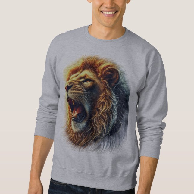 Männerschwarz mit rotierendem Löwendesign Sweatshirt (Vorderseite)