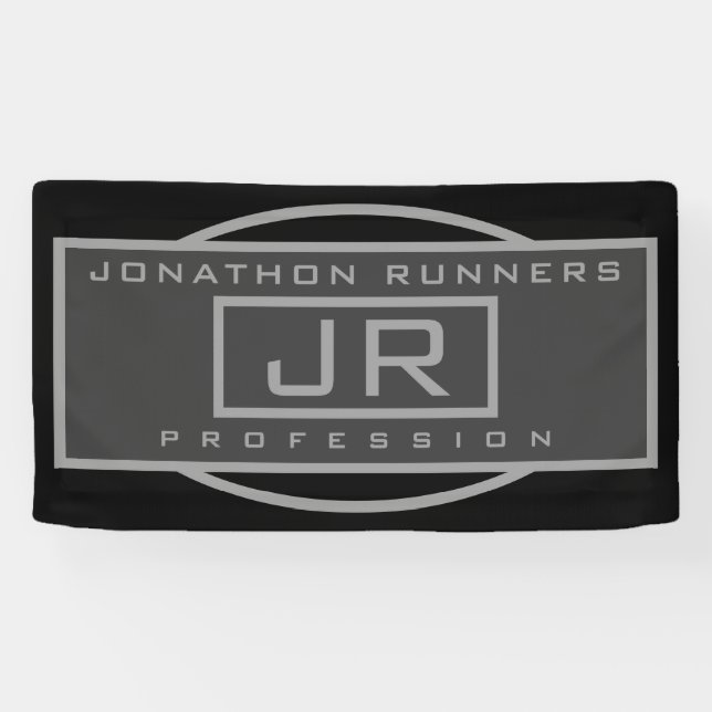 Männersportive Geometrische dunkle Grays & Schwarz Banner (Horizontal)