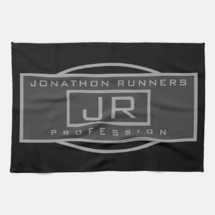 Männersportive Geometrische dunkle Grays & Schwarz Geschirrtuch