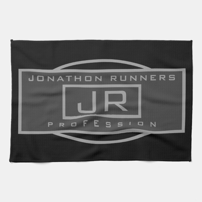 Männersportive Geometrische dunkle Grays & Schwarz Geschirrtuch (Horizontal)