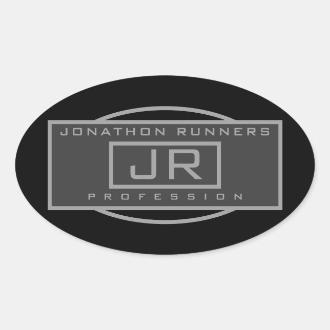 Männersportive Geometrische dunkle Grays & Schwarz Ovaler Aufkleber (Vorderseite)