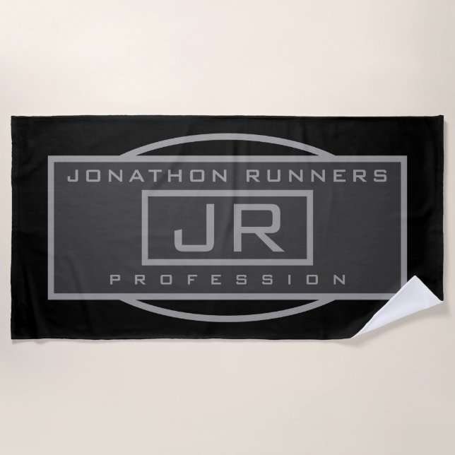 Männersportive Geometrische dunkle Grays & Schwarz Strandtuch (Vorderseite)