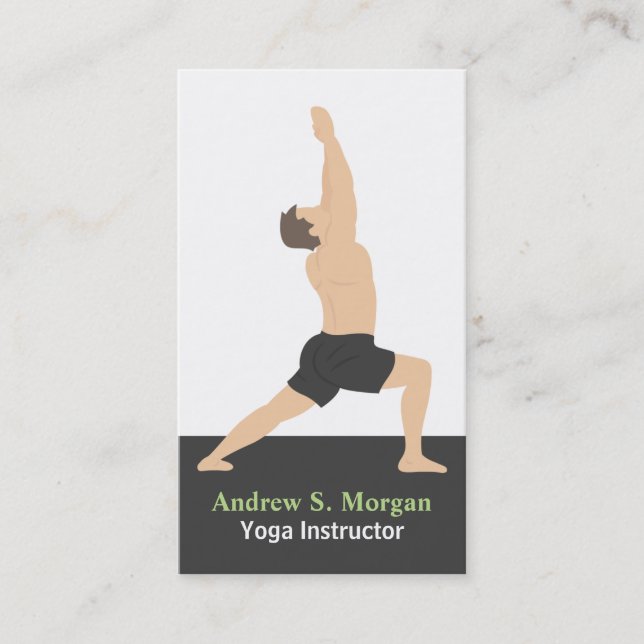 Männertrainer Pose Warrior Yoga Business Cards Visitenkarte (Vorderseite)
