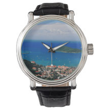 Männeruhr mit Schwarzer Band und Karibik