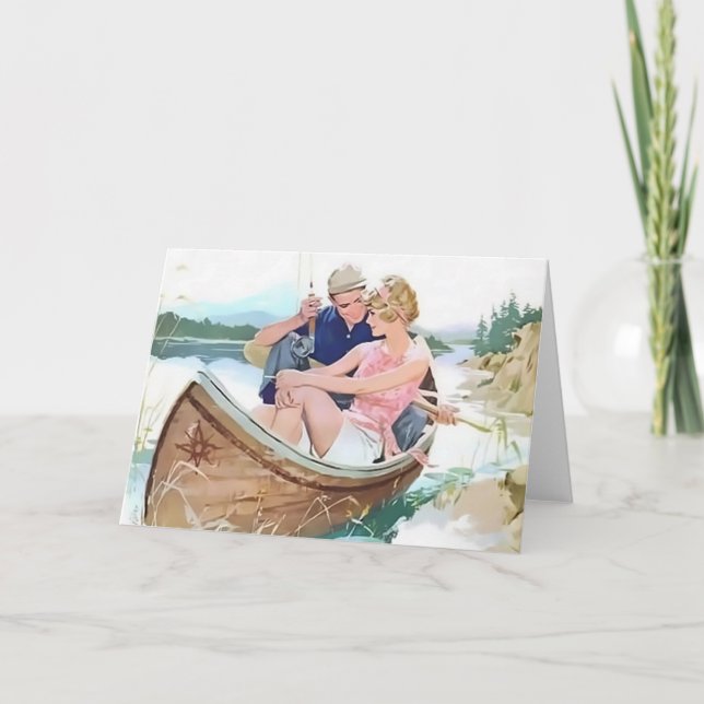 Mannfischen mit seiner Freundin Karte (Vorderseite)