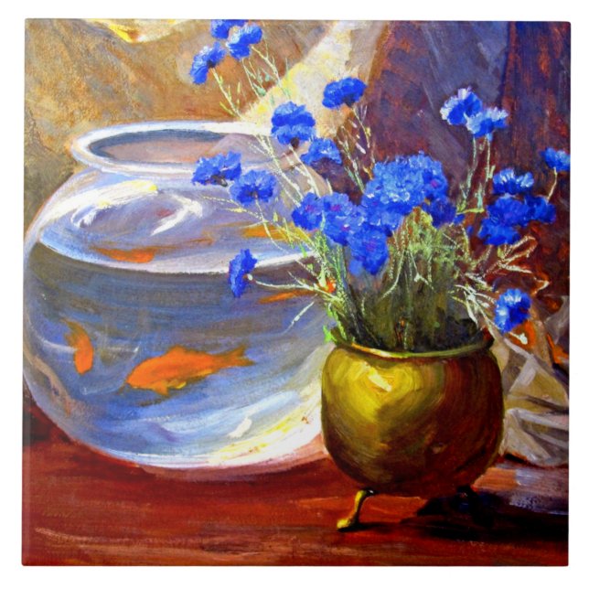 Mannheim - Goldfish Bowl und Blume Fliese (Vorderseite)