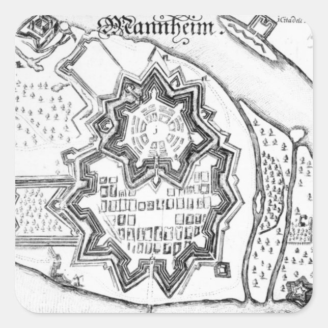 Mannheimer Plan, Deutschland 1690 Quadratischer Aufkleber (Vorderseite)