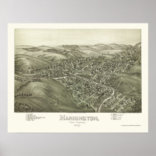 Mannington, WV Panorama Karte - 1897 Poster